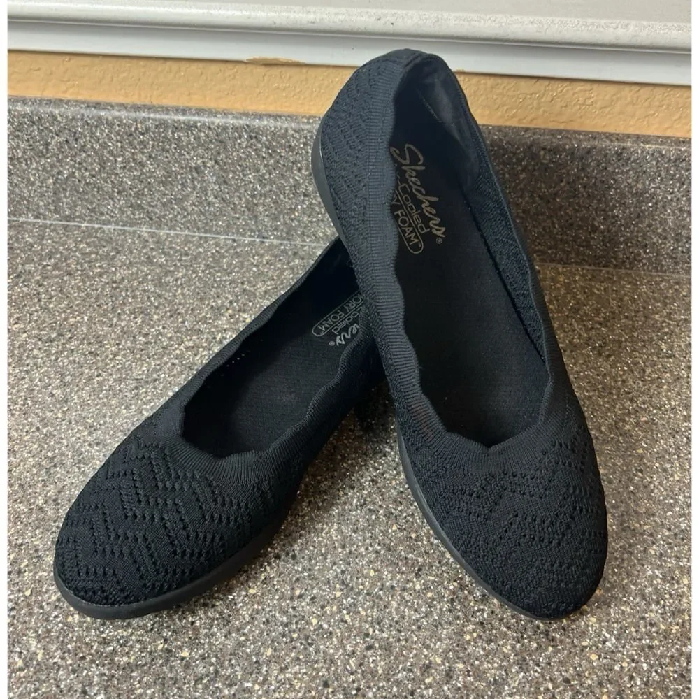 Skechers Air Cooled Memory Foam Fabric Shoe Slip On Women 10 Flat Comfort Casual